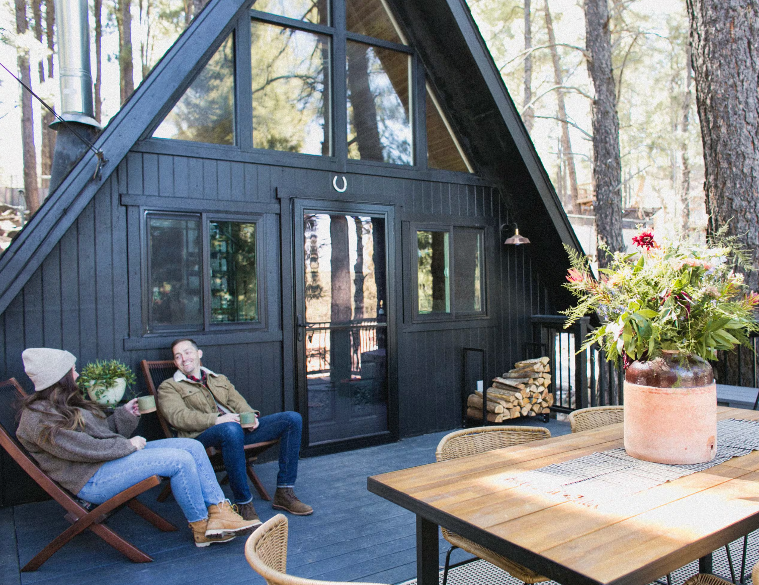 airbnb photo of an aframe in flagstaff